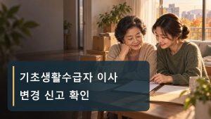 이사한 집에서 임대차 서류를 함께 확인하는 가족